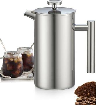 OEM Cafetera De &Eacute;mbolo De Acero Inoxidable De 1 Litro Con Triple Filtro, Funci&oacute;n Para Mantener Caliente Y Pist&oacute;n De Acero Inoxidable