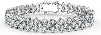 Rachel Glauber White Gold Plated with Clear Cubic Zirconia Three Row Bracelet