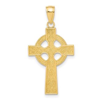 Diamond2Deal 10k Yellow Gold Celtic Cross Eternity Circle Pendant