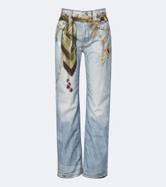 Acne Studios Trompe loeil printed wide-leg jeans