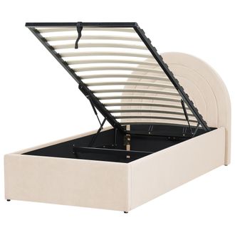 Beliani Beliani - Cama Con Almacenaje De Terciopelo Rosa 90 X 200 Cm Cabecero Almacenaje Anet
