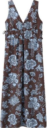Mango Shirred Floral Sleeveless Dress in Chocolate at Nordstrom, Size 10