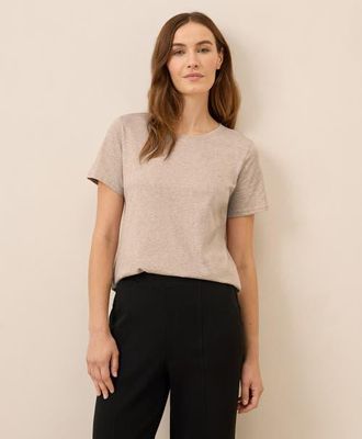 Pact Organic Cotton Softspun Crew Neck Tee in Flax Heather at Nordstrom, Size Xx-Large