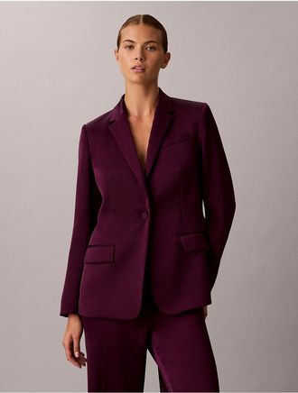 Calvin Klein Womens Satin Notch Lapel 1-Button Jacket - Red - 10