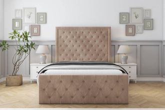 Sloomy Vienna Naples Frame-Mattress - 50 Upholstered Headboard in Light Brown | Size: Super King