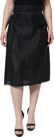 Dolce & Gabbana Womens Black Viscose High Waist Pencil Cut Skirt Cotton