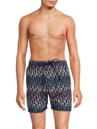 Karl Lagerfeld Swim Trunks Mens Black Ombre Printed Stretch FTS983
