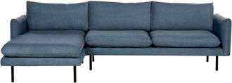 Beliani Beliani - Modern 4 Seater Corner Sofa Padded Seat Blue Chenille Metal Black Legs Vinterbro