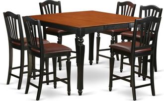 East West Furniture 7 Pc counter height set- Square Counter height Table and 6 Kitchen counter Chairs