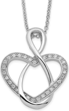 Diamond2Deal Sterling Silver CZ Lifetime Friend Pendant Necklace 18