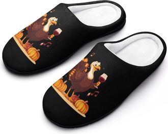 Generic Thanksgiving Turkey Music Notes Mens Slippers Comfortable And Non-slip Cotton Slipper Shoe for House