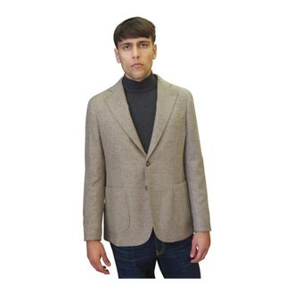 Barba Jassen, Heren, Beige, M, Wol, Wool Canvas Blazer