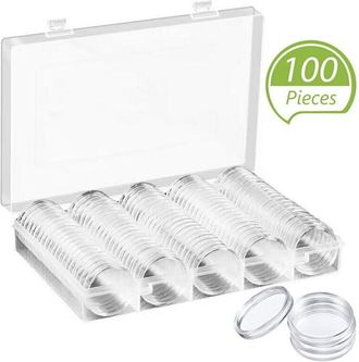 OEM 100 C&aacute;psulas Para Monedas De 30 Mm Con Caja De Almacenamiento Para Coleccionistas