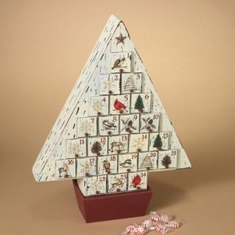 Ashley Holiday Rustic Wooden Christmas Tree Advent Calendar, White