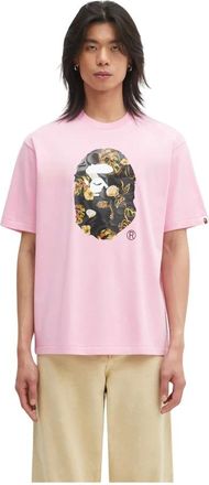 A Bathing Ape Camiseta con Estampado Vacacional de Cabeza de Simio - Tops - Hombre - Rosa - L