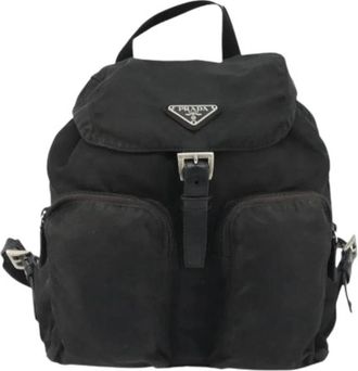 Prada Pre-owned Vintage Leather Backpack - Dames - Vintage Rugzakken - Zwart - ONE Size - Leer - Vintage