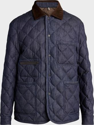 Moncler Men & apos;s Cotton & Leather Quilted Jacket