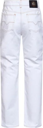 Versace Womens Jeans High-Rise Garment-Dyed White Cotton