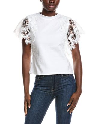 Gracia Crochet Lace Sleeve T-Shirt