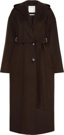 Sportmax Long Wool Coat with Belted Waist and Wide Collar