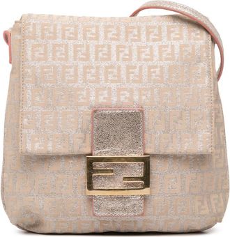 Fendi Pre-owned Fendi Zucchino Metallic Canvas Flap Crossbody Ladies 2201 8BT075 RQ6 058