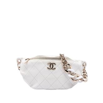 Chanel Pre-owned Quilted Belt Bag - Dames - Vintage Heuptassen - Wit - ONE Size - Vintage