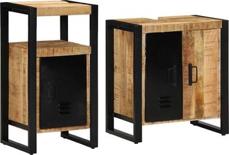 vidaXL Juego De Muebles De Ba&ntilde;o 2 Uds. Marr&oacute;n Y Negro 55 X 35 X 60 Cm Vidaxl