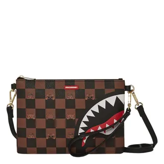 バッグ・カバンその他 SPRAYGROUND Men Bags D7507 PEEKING CHARACTER CHECK Brown Sprayground Peeking Character Messenger Sling bag in brown
