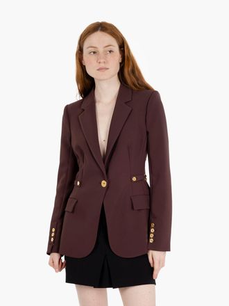 Elisabetta Franchi Blazer in crêpe con dettaglio gioiello merlot
