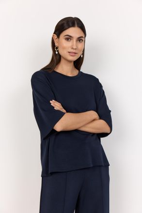 Soyaconcept Rundhalsshirt SOYACONCEPT SC-BANU 231, Damen, Gr. XXL, navy, Single Jersey, Obermaterial: 48% Modal, 48% Polyester, 4% Elasthan, unifarben, h&uuml;ftlang, 