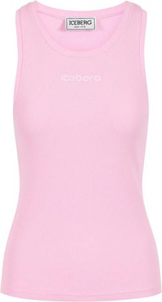 Iceberg Geribbelde stretch katoenen jersey tanktop - Dames - Tops zonder mouwen - Roze - S - Katoen - Tops