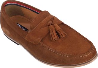 Dune London Heren Blaisse Suède Loafers met Kwastjes (Tan)