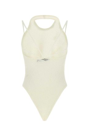ADĀMO Andrea Adamo Womens Ivory Stretch Viscose Blend Bodysuit 0474 Maglie