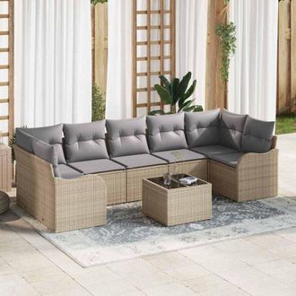 vidaXL Vidaxl - Conjunto De Sof&aacute; De Jard&iacute;n 8 Pcs Beige 55 X 55 X 37 Cm