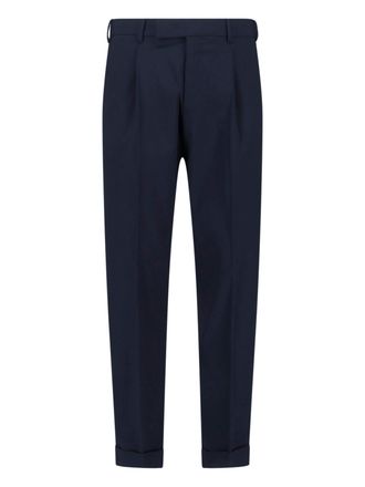 Pantaloni Torino Mid-Rise Virgin Wool Trousers with Pleats and Silver Hardware