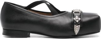 Toga Archives metallic-detail ballet flats - women - Bos Taurus/Bos Taurus/Leather - 35.5 - Black