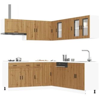 vidaXL Vidaxl - Mueble De Cocina Porto 11 Piezas Artesanal Roble