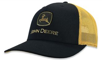 John Deere Mens Black/Gold Applique Cap/Hat - LP86092, Gold, One size