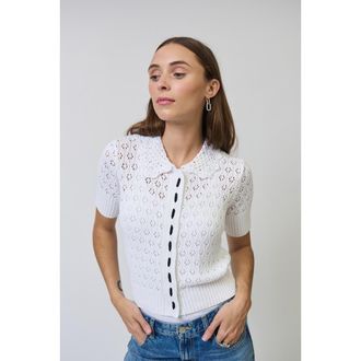 Central Park West Charli Eyelet Stitch Top in White at Nordstrom, Size X-Small