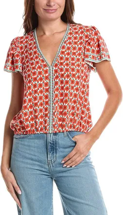 Max Studio Flutter Sleeve Bubble Hem Blouse