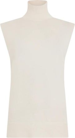 Toteme Mouwloze Fijngebreide coltrui - Dames - Tops zonder mouwen - Wit - XS - Wol - Tops