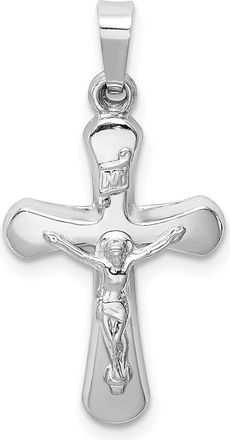 Diamond2Deal 14k White Gold Polished INRI Rounded Crucifix Pendant