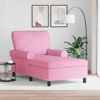 vidaXL vidaXL Chaise Lounge con cuscino Rosa 91 x 157 x 91 cm Tessuto