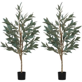 HOMCOM Pack De 2 &Aacute;rboles Artificiales De Laurel 150 Cm Plantas Artificiales Decorativas Grandes Para Hogar Oficina Dormitorio Verde - Homcom