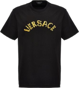 Versace Black Logo Embroidery T-shirt