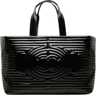 Chanel Pre-owned Vintage Vinyl Tote Bag - Dames - Vintage Shopper - Zwart - ONE Size - Vintage