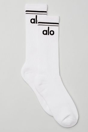 Alo | Throwback Socks in White/Black, Size: Medium