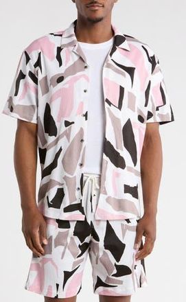 T.R. Premium Abstract Print Camp Shirt in White at Nordstrom Rack, Size Xxx-Large