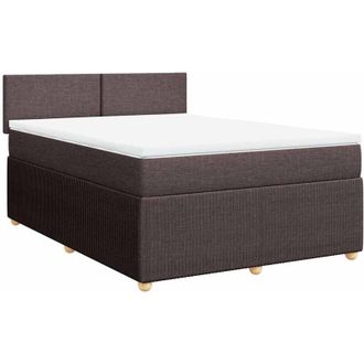 vidaXL Vidaxl - Cama Box Spring Con Colch&oacute;n Tela Marr&oacute;n Oscuro 140x200 Cm
