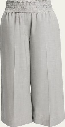 【LOEWE】2019AW GREY WOOL 2tuck half-pant Drawstring trousers in wool Grey - LOEWE